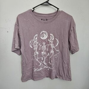 IML Isaac Morris Women's Medium Purple Graphic Tee Short Sleeve Skeleton Moon